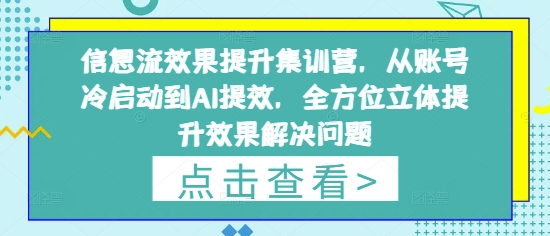 信息流效果提升集训营，从账号冷启动到AI提效，全方位立体提升效果解决问题-chywc