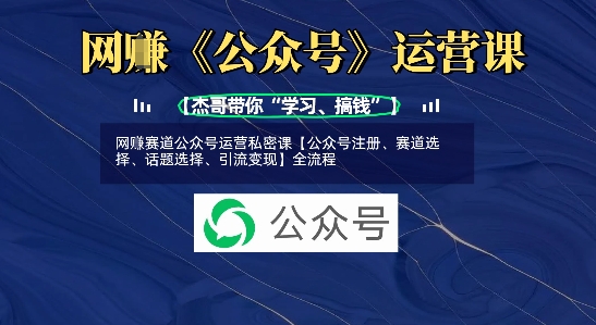 网创赛道公众号运营私密课【公众号注册、赛道选择、话题选择、引流变现】全流程-chywc