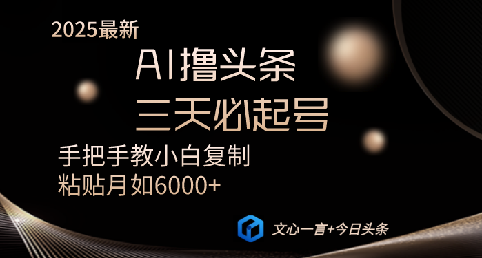 AI撸头条三天必起号手把手教小白复制粘贴月入6000+教程-chywc