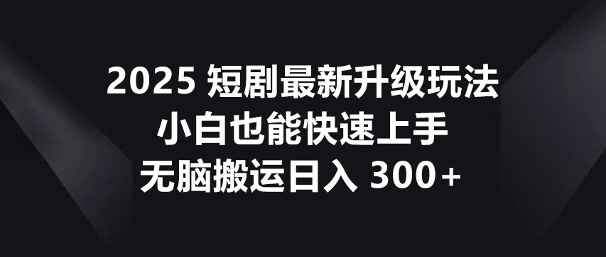 2025短剧最新升级玩法，小白也能快速上手，无脑搬运日入300+-chywc