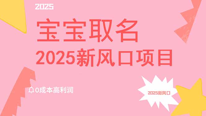 2025新风口项目宝宝取名，0成本高利润，附保姆级教程，月入过万不是梦-chywc