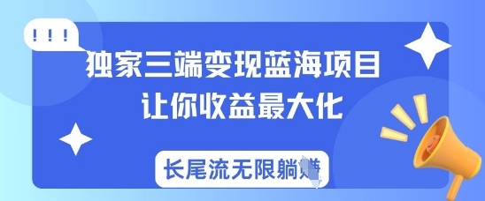 独家三端变现蓝海项目，让你收益最大化，长尾流无限躺挣-chywc
