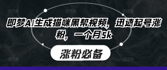 即梦AI生成猫咪黑帮视频，迅速起号涨粉，一个月5k-chywc