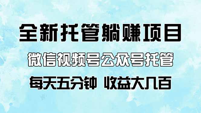 全新托管躺赚项目，微信视频号公众号托管代运营，每天五分钟，收益大几百-chywc