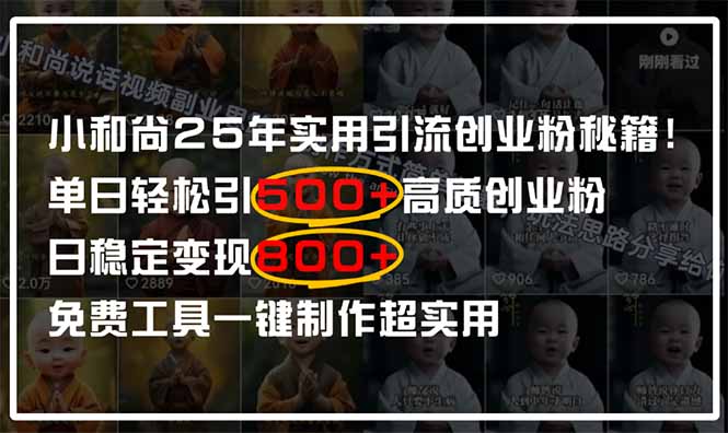 小和尚2025年实用引流秘籍！单日轻松引500+高质量创业粉，日变现800+，…-chywc