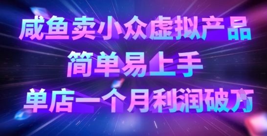 咸鱼卖小众虚拟产品，简单易上手，单店一个月利润破W-chywc