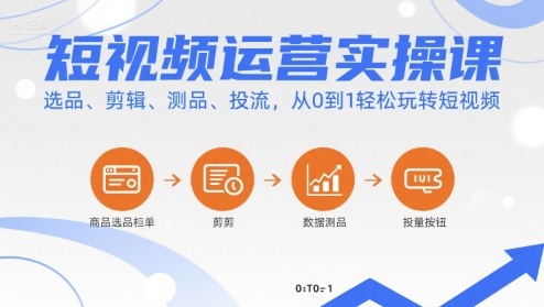 短视频运营实操课，选品、剪辑、测品、投流，从0到1轻松玩转短视频-chywc
