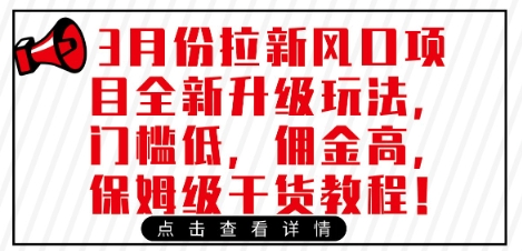 3月份拉新风口项目全新升级玩法，门槛低，佣金高，保姆级干货教程-chywc