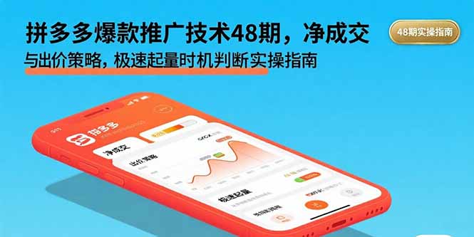 拼多多爆款推广技术48期，净成交与出价策略，极速起量时机判断实操指南-chywc