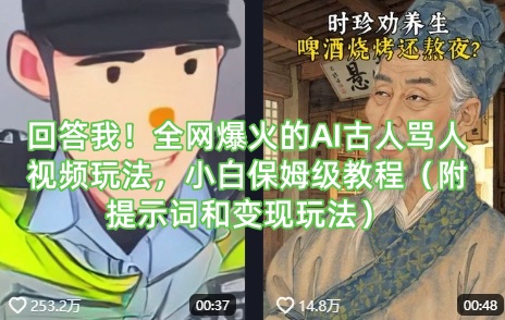 回答我！全网爆火的AI古人骂人视频玩法，小白保姆级教程(附提示词和变现玩法)-chywc