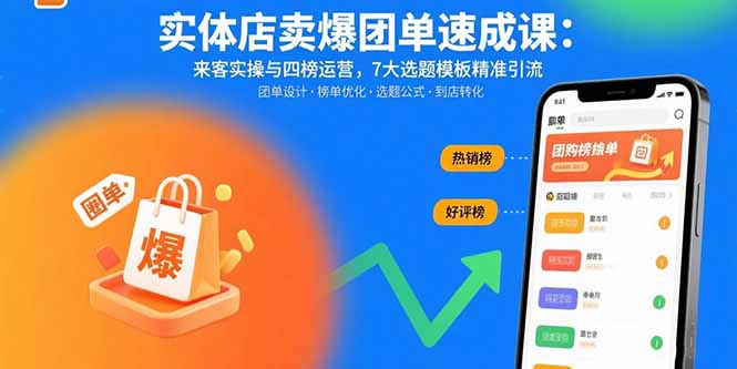 实体店卖爆团单速成课：来客实操与四榜运营，7大选题模板精准引流-chywc