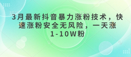 3月最新抖音暴力涨粉技术，快速涨粉安全无风险，一天涨1-10W粉-chywc