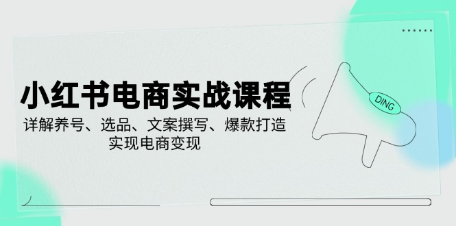 小红书电商实战课程，详解养号、选品、文案撰写、爆款打造，实现电商变现-chywc