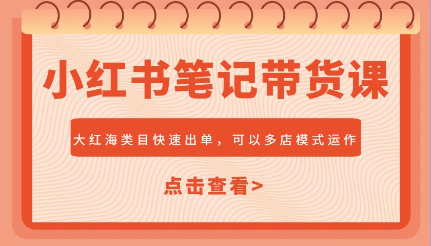小红书笔记带货课，大红海类目快速出单，市场大，可以多店模式运作-chywc