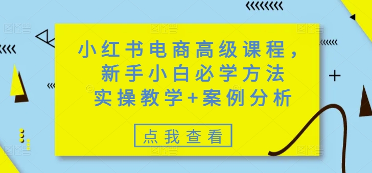 小红书电商高级课程，新手小白必学方法，实操教学+案例分析-chywc