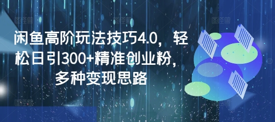 闲鱼高阶玩法技巧4.0，轻松日引300+精准创业粉，多种变现思路-chywc