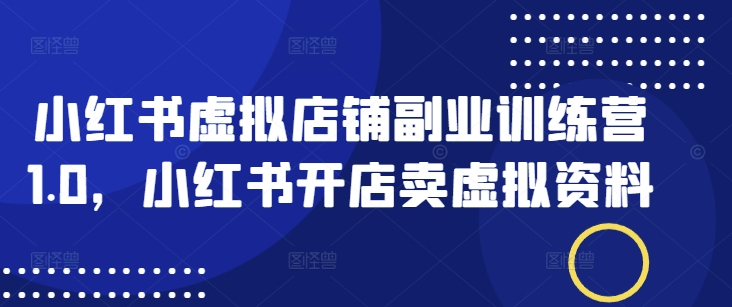 小红书虚拟店铺副业训练营1.0，小红书开店卖虚拟资料-chywc