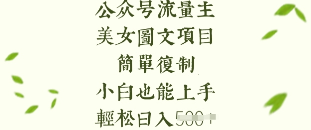 流量主长期收益项目，美女图片简单复制，小白也能上手，轻松日入5张-chywc