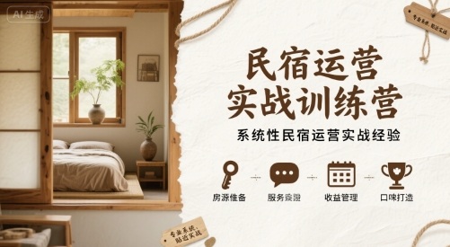 民宿运营实战训练营，系统性民宿运营实战经验-chywc