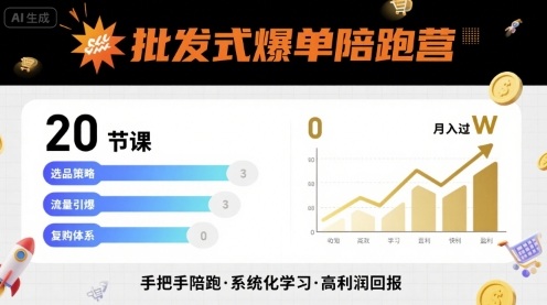 批发式爆单陪跑营，20节课带你实现批发式爆单，带你经松月入过W-chywc