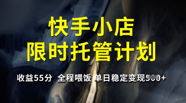 快手小店限时托管计划，收益55分，全程喂饭，单日稳定变现5张【揭秘】-chywc