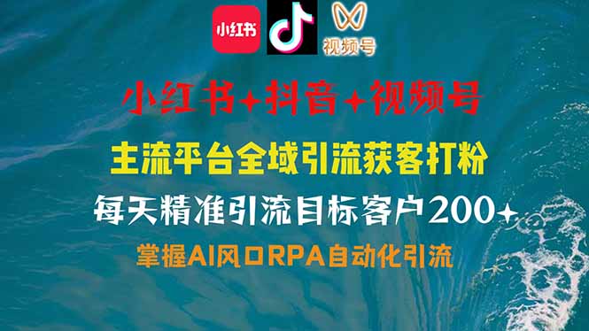 小红书、抖音、视频号全域多平台引流获客，日引目标客户200+，RPA自动…-chywc