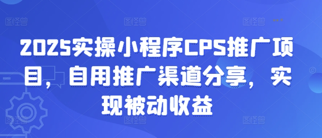 2025实操小程序CPS推广项目，自用推广渠道分享，实现被动收益-chywc