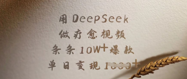 用DeepSeek做疗愈视频，条条10W+爆款，单日变现多张-chywc