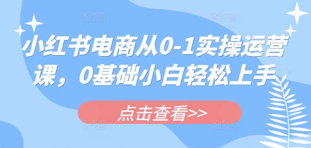 小红书电商从0-1实操运营课，0基础小白轻松上手-chywc
