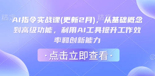 AI指令实战课(更新2月)，从基础概念到高级功能，利用AI工具提升工作效率和创新能力-chywc