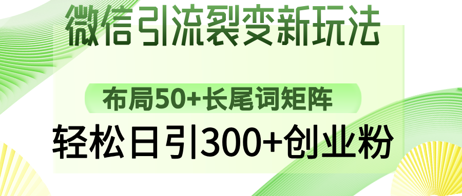 微信引流裂变新玩法：布局50+长尾词矩阵，轻松日引300+创业粉-chywc