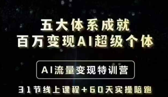五大体系成就百万变现AI超级个体- AI流量变现特训营，一步一步教你一个人怎么年入百W-chywc