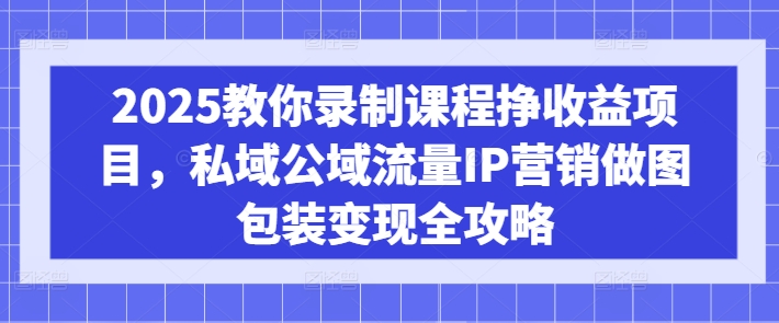 2025教你录制课程挣收益项目，私域公域流量IP营销做图包装变现全攻略-chywc