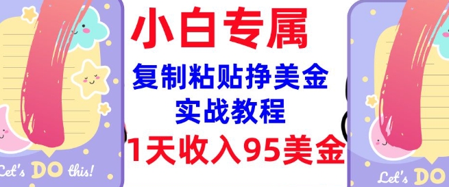 复制粘贴挣美金，0门槛，1天收入95美刀，3分钟学会，内部教程(首次公开)-chywc