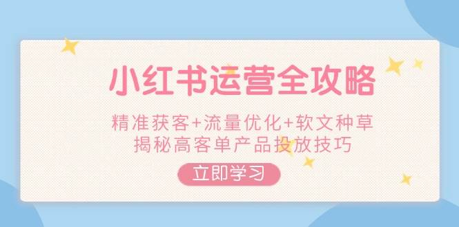 小红书运营全攻略，精准获客+流量优化+软文种草，揭秘高客单产品投放技巧-chywc