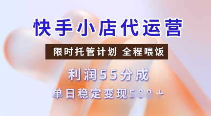 快手小店代运营，限时托管计划，收益55分，单日稳定变现多张【揭秘】-chywc