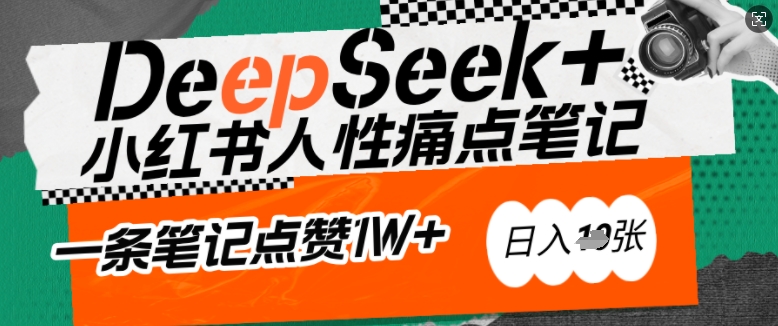 AI赋能小红书爆款秘籍：用DeepSeek轻松抓人性痛点，小白也能写出点赞破万的吸金笔记，日入多张-chywc