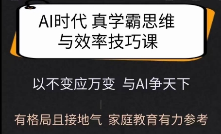 Ai时代真学霸思维与学习方法课，有格局且接地气，家庭教育有力参考-chywc