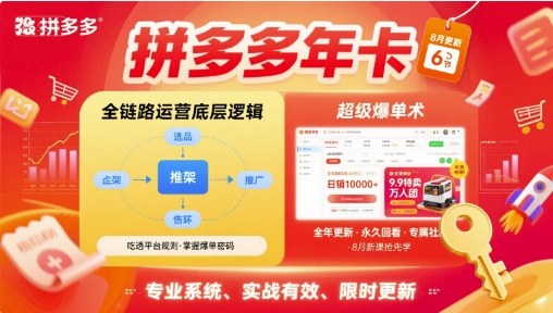拼多多年卡【8月更新6节】拼多多全链路运营底层逻辑，超级爆单术-chywc