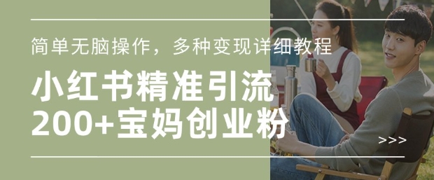 小红书混剪日引200+宝妈创业粉，简单无脑操作，多种变现详细教程-chywc