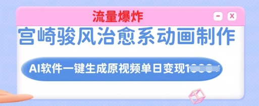 宫崎骏风治愈系动画制作，AI软件一键生成原创视频流量爆炸，单日变现多张，详细实操流程-chywc