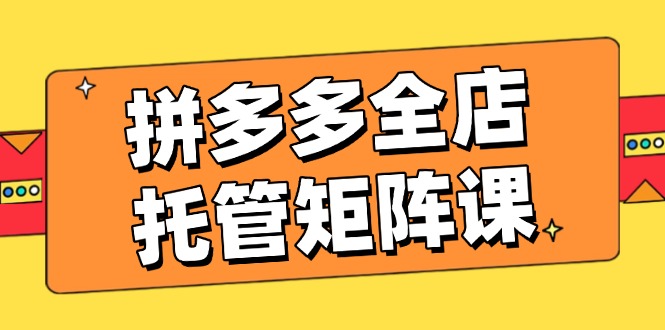 拼多多全店托管矩阵课，盈利动销玩法，高效计划设置，提升店铺效益-chywc