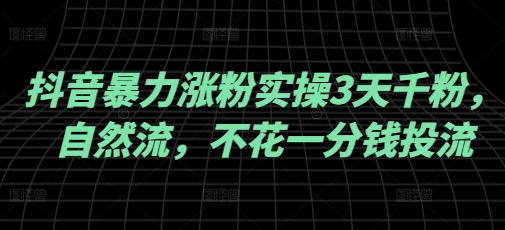 抖音暴力涨粉实操3天千粉，自然流，不花一分钱投流，实操经验分享-chywc