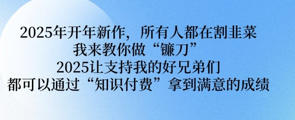2025年开年新作，所有人都在割韭菜，我来教你做“镰刀” 2025让支持我的好兄弟们都可以通过“知识付费”拿到满意的成绩【揭秘】-chywc