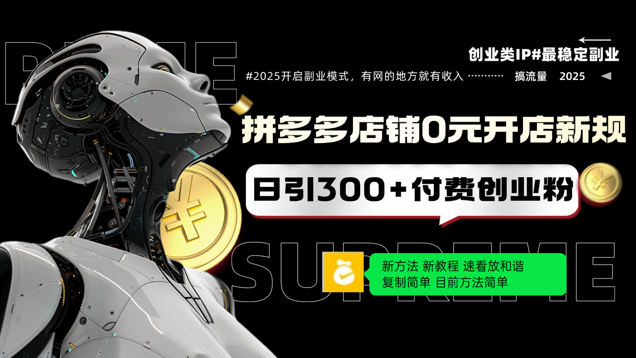 拼多多店铺0元开店新规，日引300+付费创业粉，目前方法简单复制粘贴可矩阵-chywc