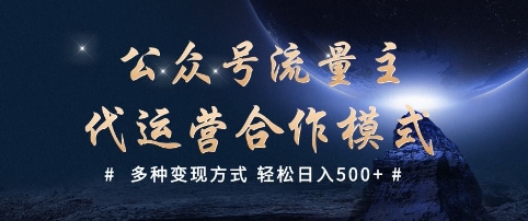 公众号流量主代运营  多种变现方式 轻松日入5张【揭秘】-chywc