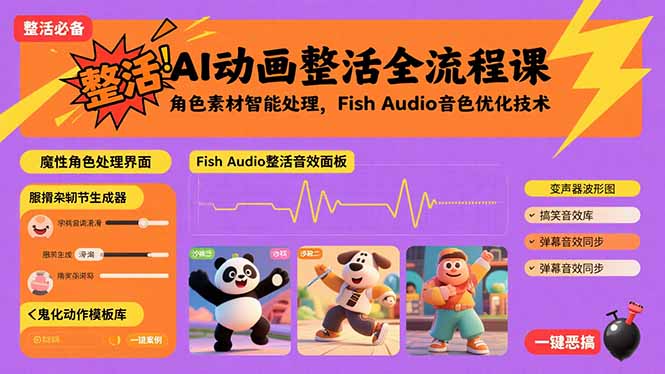 AI动画整活全流程课，角色素材智能处理，Fish Audio音色优化技术-chywc