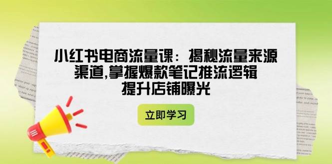 小红书电商流量课：揭秘流量来源渠道,掌握爆款笔记推流逻辑,提升店铺曝光-chywc