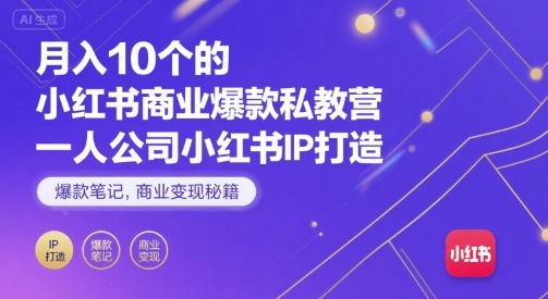 月入10个的小红书商业爆款私教营，一人公司小红书IP打造，爆款笔记，商业变现秘籍-chywc