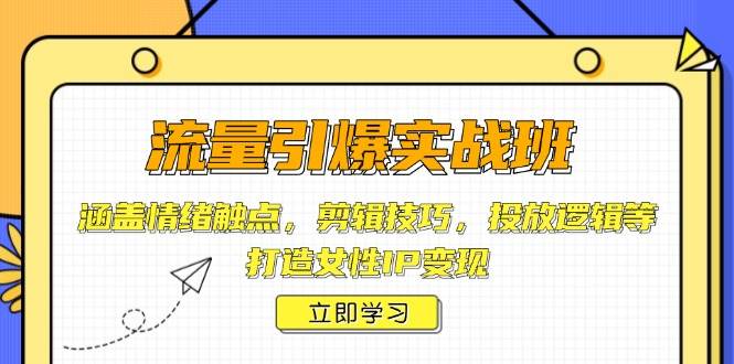流量引爆实战班，涵盖情绪触点，剪辑技巧，投放逻辑等，打造女性IP变现-chywc
